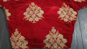 Red Velvet Embroidered Blouse