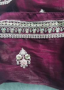 Wine  Jimmy Choo Embroidered Lehga