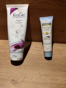 Kozicare Face Wash NdNeutrogena Sunscreen