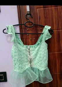 Combo Green And Black Crop Top
