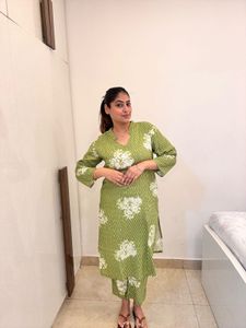Green Printed Kurta Set