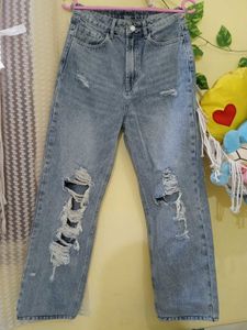 Urbanic Ripped High Waist Faded Blue Jeans