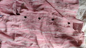 Pink Striped Ruffle Trim Top