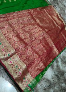 green banarasi saree