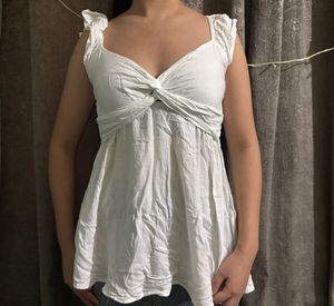 White Twist Front Top