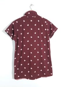 Maroon Printed Nightsuit Top Only  ( Women&#39;s )