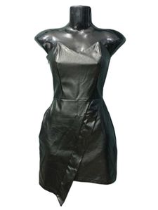 Western Black Faux Leather Party Dress Small