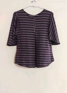 Striped Velvet-Feel Blouse