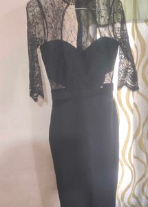 cocktail party Black Lace Midi Dress🎀🖤✨