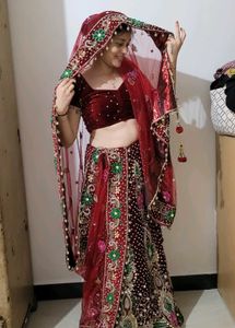 Stunning Red Bridal Lehenga Set – Full Embroidery