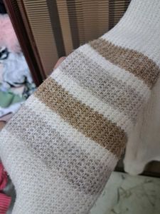 AND Cream Knit Cardigan w/ Stripe Detail