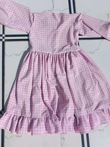 Pink Gingham Ruffle Dress