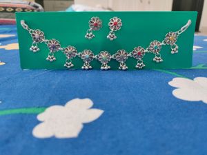 Stylish Traditional Oxidised Silver Flower Choker