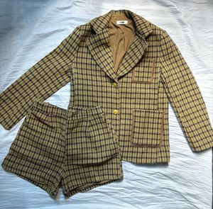 matching tweed blazer and shorts