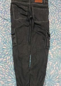 Jhon Club Men Side Pockets Ripped Stretch Straight Jeans Cargo Denim Pants