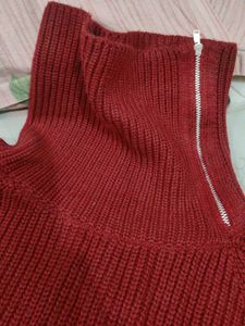 Red Turtleneck Knit Sweater
