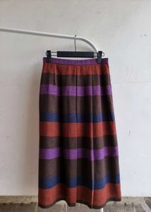 Vintage Striped Pleated Skirt
