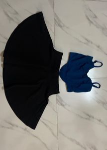 Black Skirt and Blue Top Set