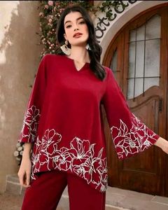Maroon Floral Kurta Set