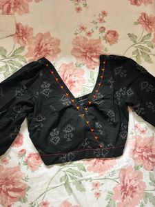 Black Patterned Blouse - Size M