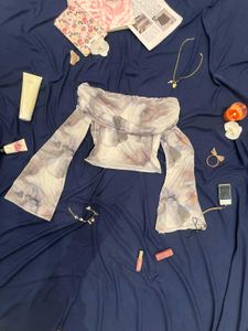off shoulder bell sleeve top