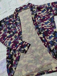 Camo Open Front Cardigan