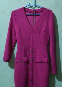 Chic Pink V-Neck Dress