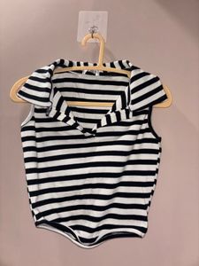 Zara Tank Top In Black N White Size-M