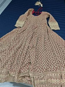 Red Printed Anarkali Kurta Set