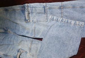 Light Wash Denim Cargo Pants