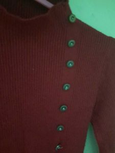 Red Turtleneck Cardigan