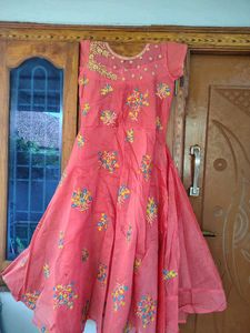 Cute Pink Embroidered Anarkali