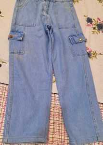 Ice Blue Light Wash Cargo Jeans 💕