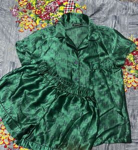 Plt Emerald Green Satin Night Dress