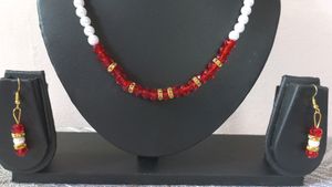 Red White Beads Jewellery Set