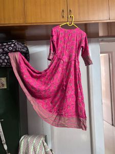 Pink Yoke Worked Anarkali Kurta