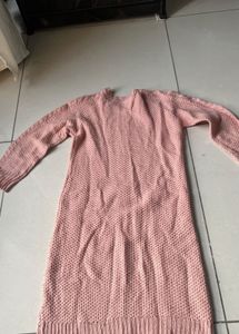 Peach Cable Knit Sweater Dress