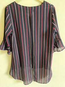 Striped Ruffle Sleeve Top