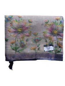 Gray & Purple Tissue Saree with Floral Print | Shi