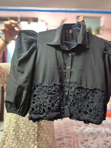 Black Lace Detail Top