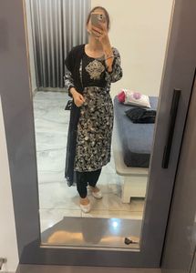 Elegant Black & Silver Kurta Set