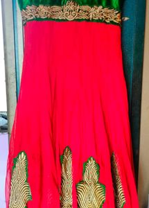 Green &amp; Pink Embroidered Dress