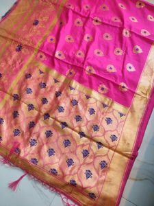 Stunning Rani Pink Saree With Stitched Blouse 💗