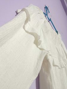 White Ruffle Long Sleeve Top