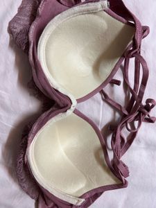 Mauve Lace Trim Bikini Top
