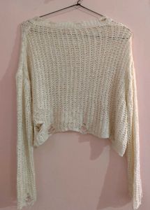 Crochet Top With Ripped Distressed Detailing