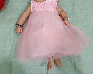 Hopscotch Pink Cute Frock For Baby Girl