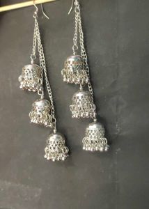 Silver Jhumka Drop Earrings