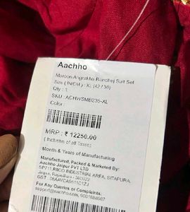 Aachho Maroon Angrakha Suit Set XL