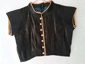 Vintage Black Button-Up Blouse